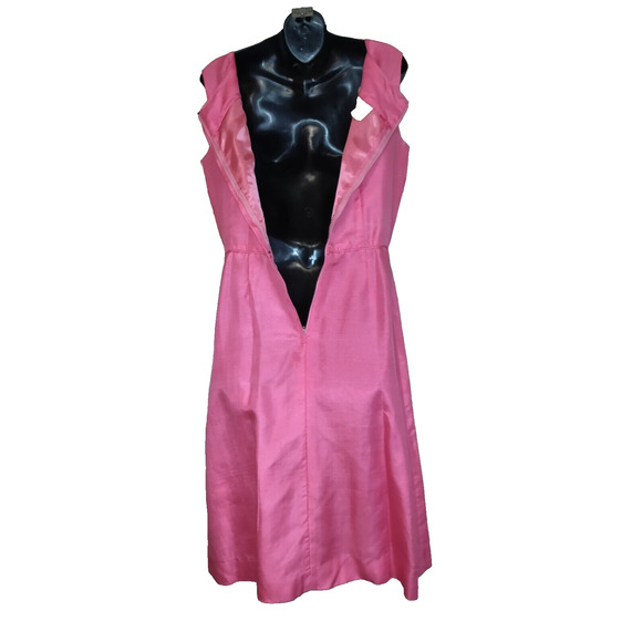 Vintage Carol Brent Silk Dress. HOT PINK w/Tag 60s Made in USA EASTER Sz 16 - Picture 11 of 16
